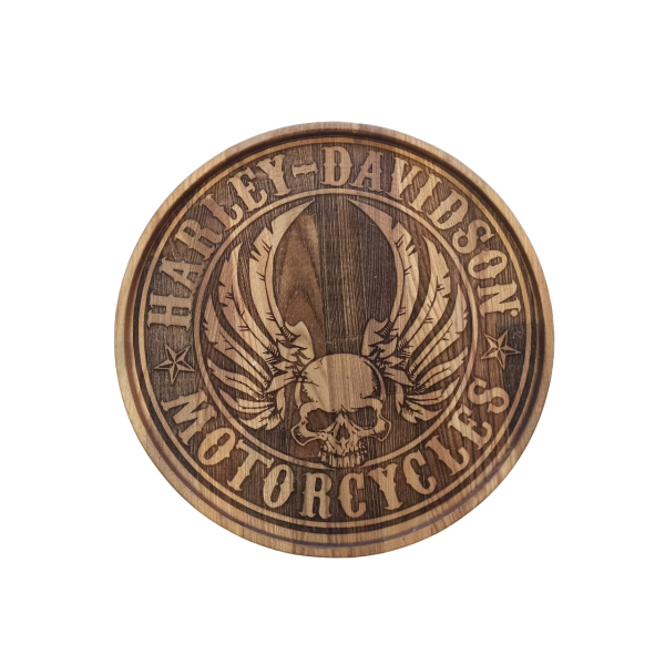 ХукаСтол Поднос Harley Davidson (Коричневый, Бук) для кальяна в Якутске