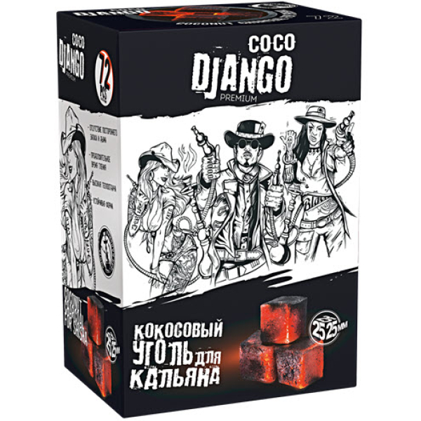 Уголь Coco Django 25мм для кальяна - 1кг (72 шт) в Якутске