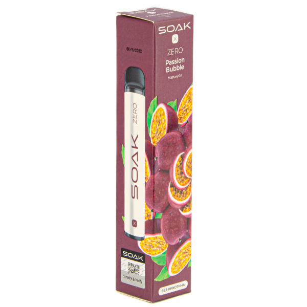 SOAK X ZERO Passion bubble 1500 затяжек (без никотина) в Якутске