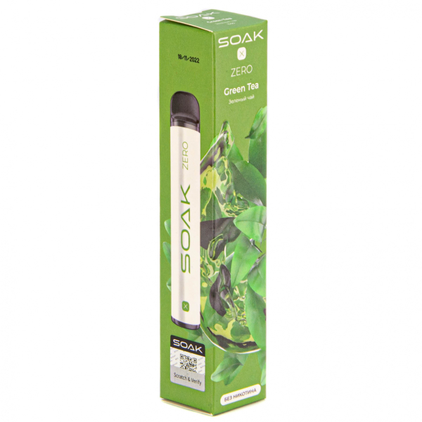 SOAK X ZERO Green tea 1500 затяжек (без никотина) в Якутске
