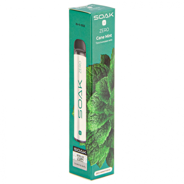 SOAK X ZERO Cane mint 1500 затяжек (без никотина) в Якутске