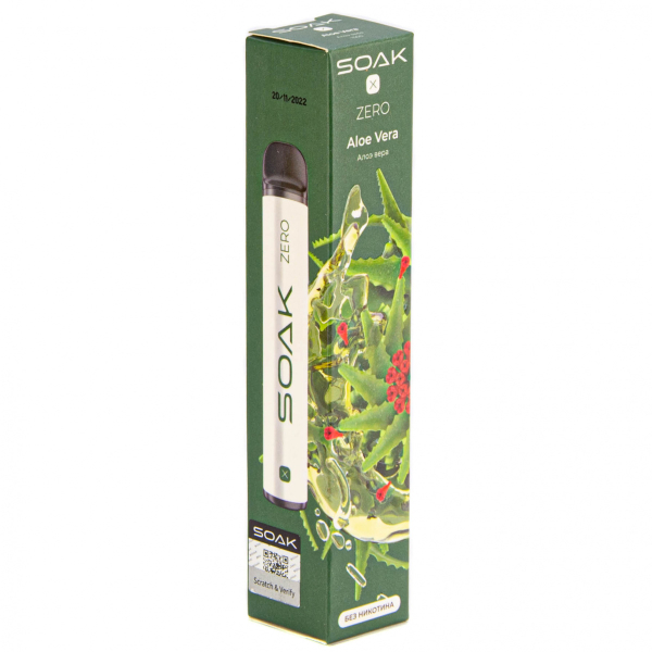 SOAK X ZERO Aloe vera 1500 затяжек (без никотина) в Якутске