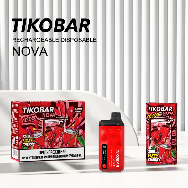 Электронка Tikobar Nova Кислая Вишневая Шипучка 10000 Затяжек в Якутске