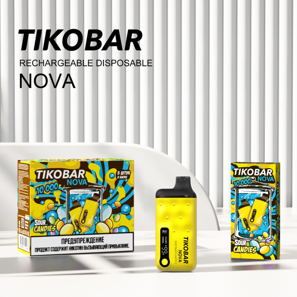 Электронка Tikobar Nova Кислые Конфеты 10000 Затяжек в Якутске