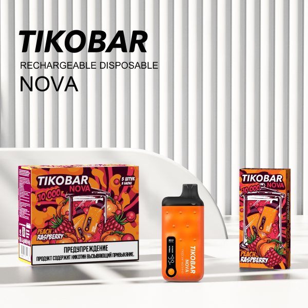 Электронка Tikobar Nova Персик Малина 10000 Затяжек в Якутске