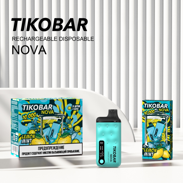 Электронка Tikobar Nova Лимон Мята 10000 Затяжек в Якутске