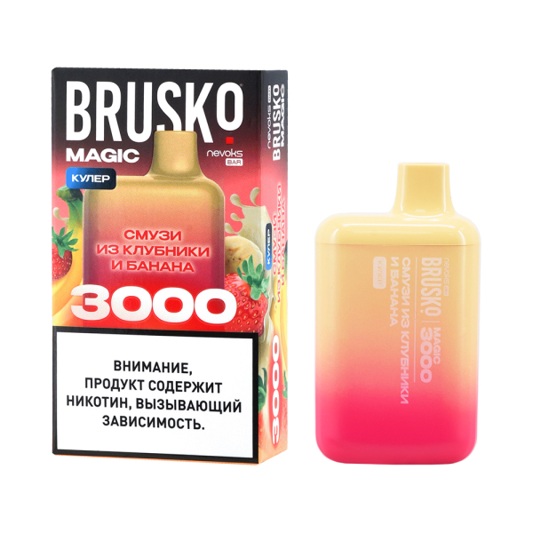 Электронка Brusko Magic Смузи Из Клубники И Банана (3000 Затяжек) в Якутске