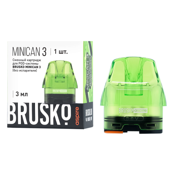 Сменный Картридж Brusko Minican 3, (Зелёный), 3 Мл, Упак. 1 Шт в Якутске