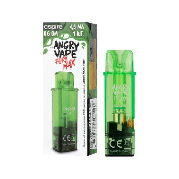 Картридж Angry Vape Fury Max Зелёный 45 мл 0.6 Ом ( 1 шт.) в Якутске